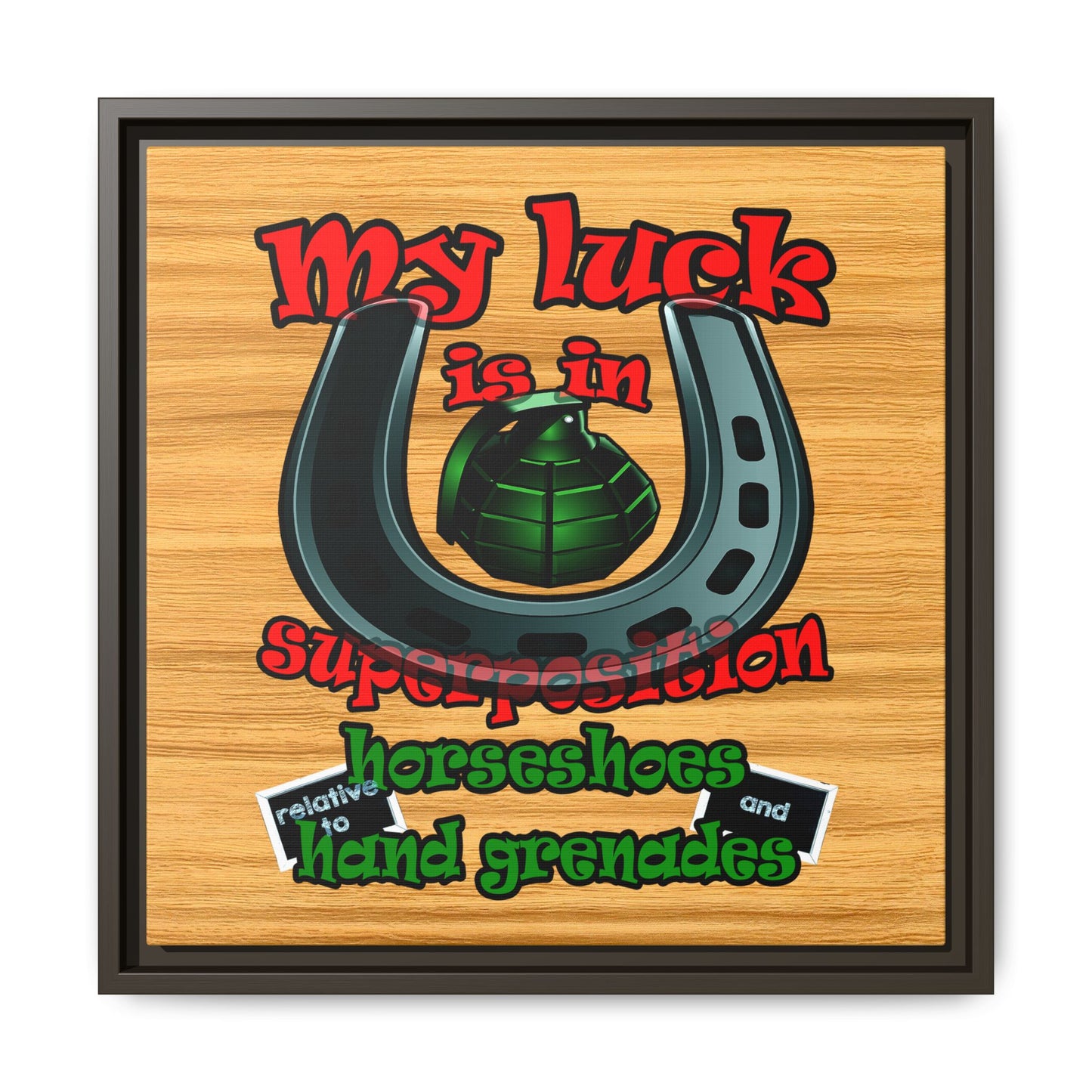 my luck - framed canvas art (butterscotch wood finish)