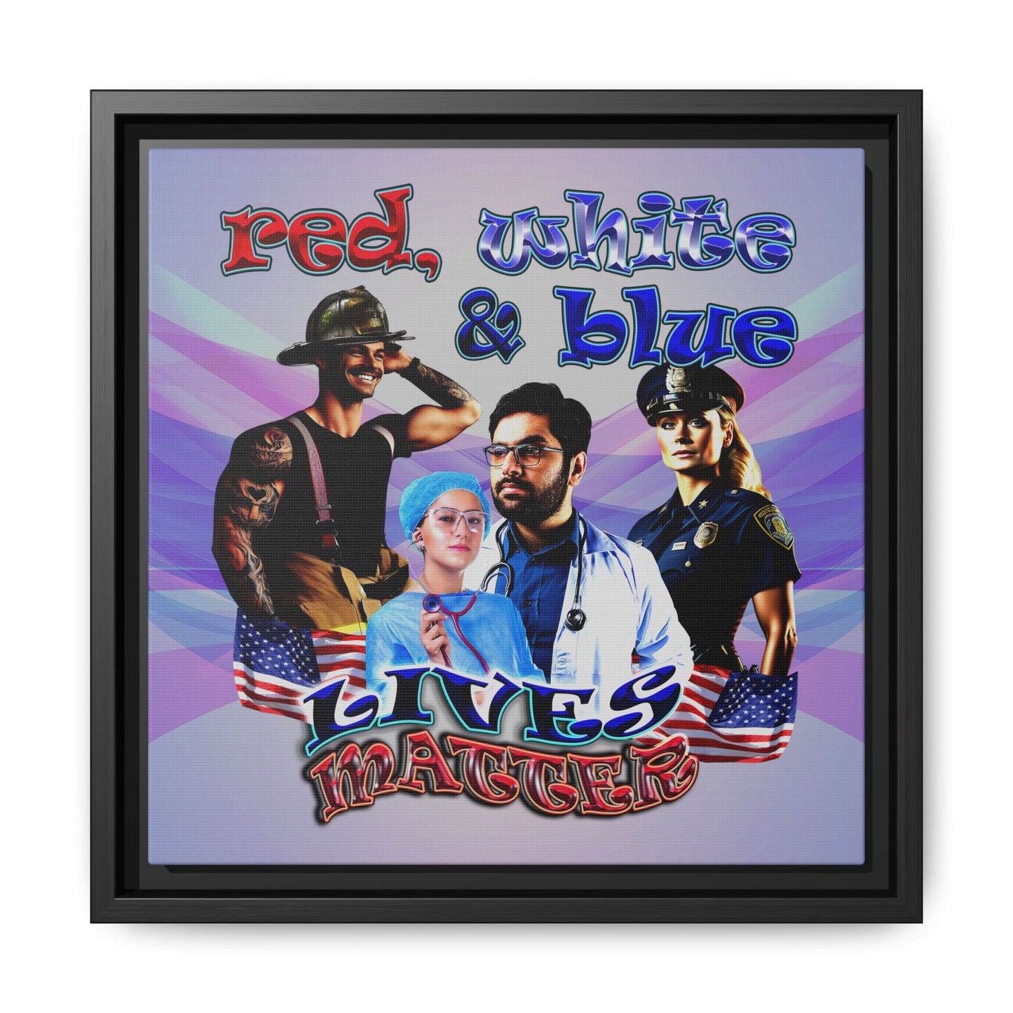 rw&b lives matter - framed canvas art (light blue-pink wave)