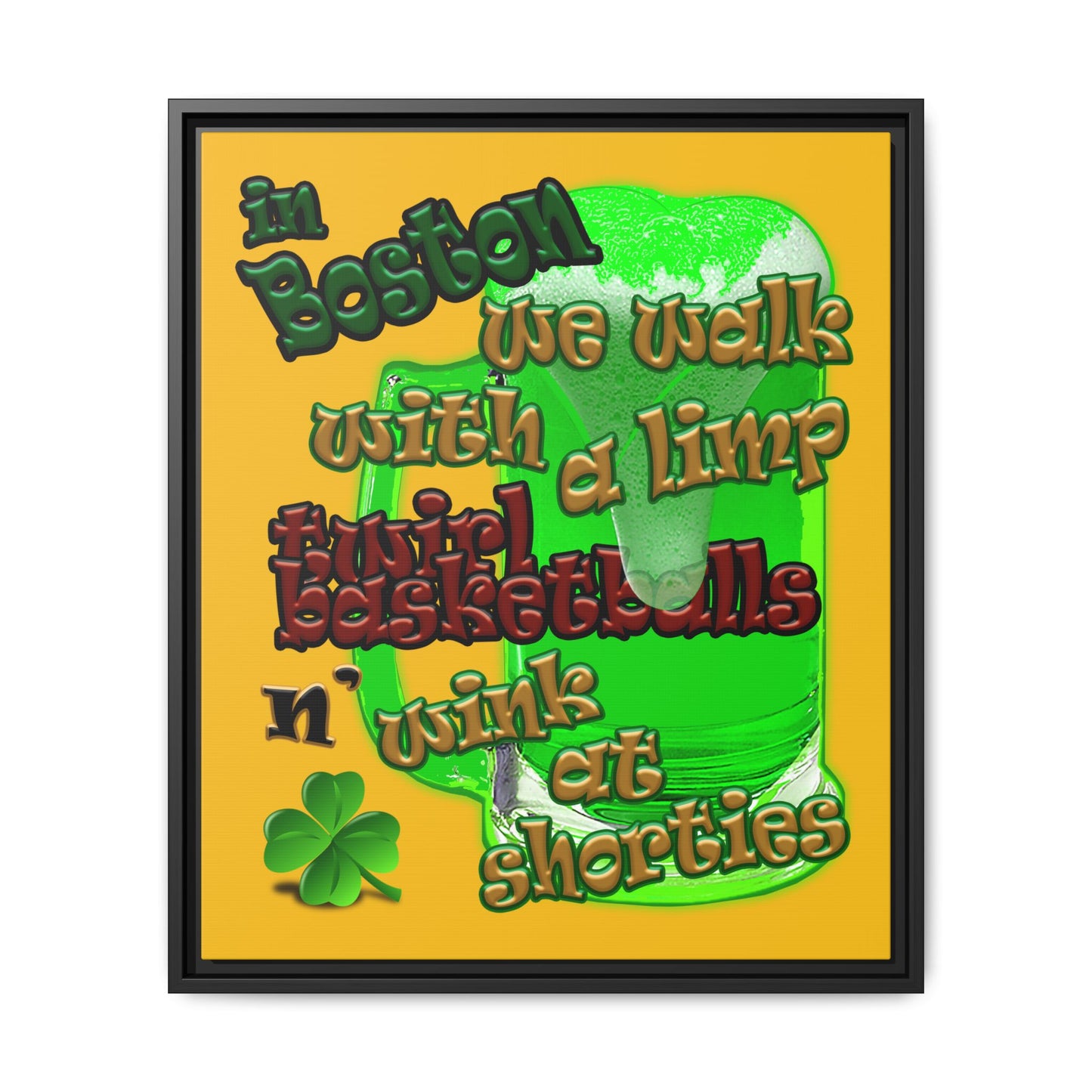 celtics logo - framed canvas art (yellow)