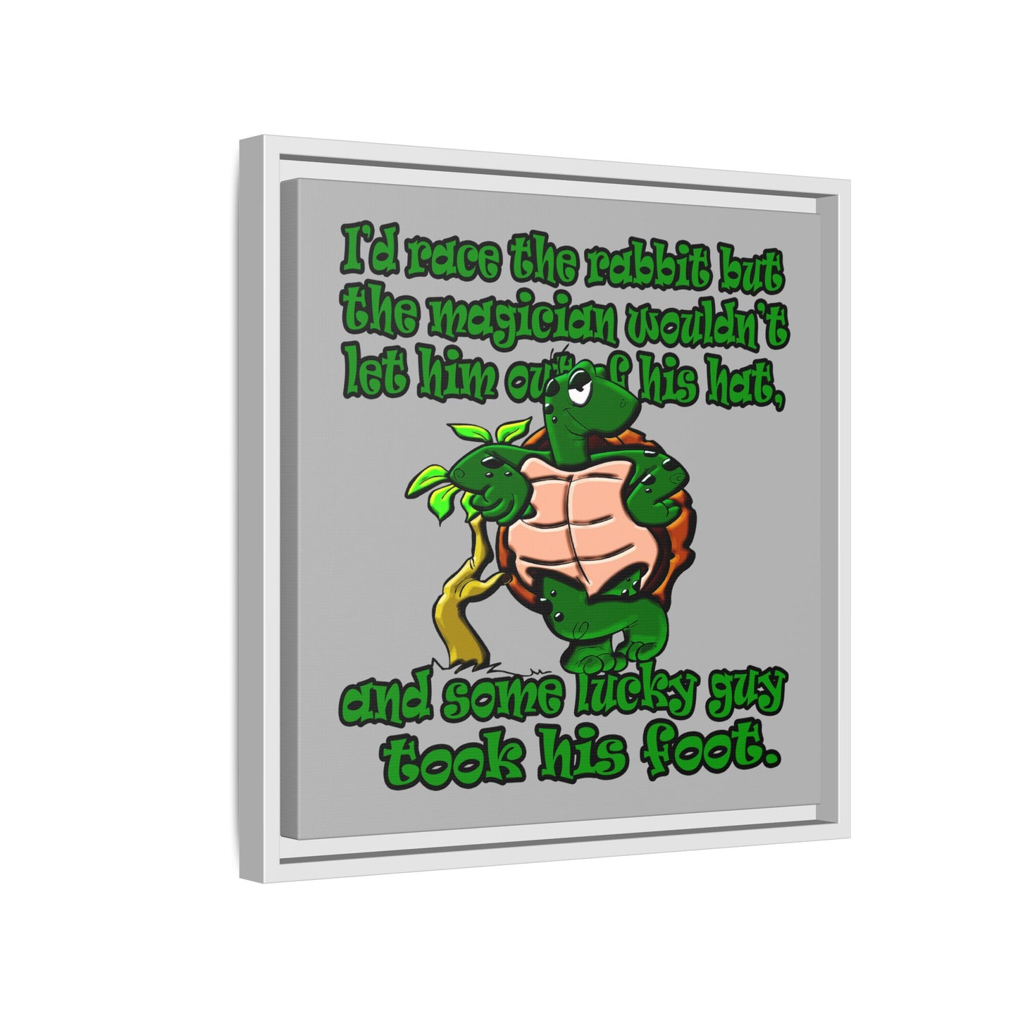 turtle race - framed canvas art (light grey)