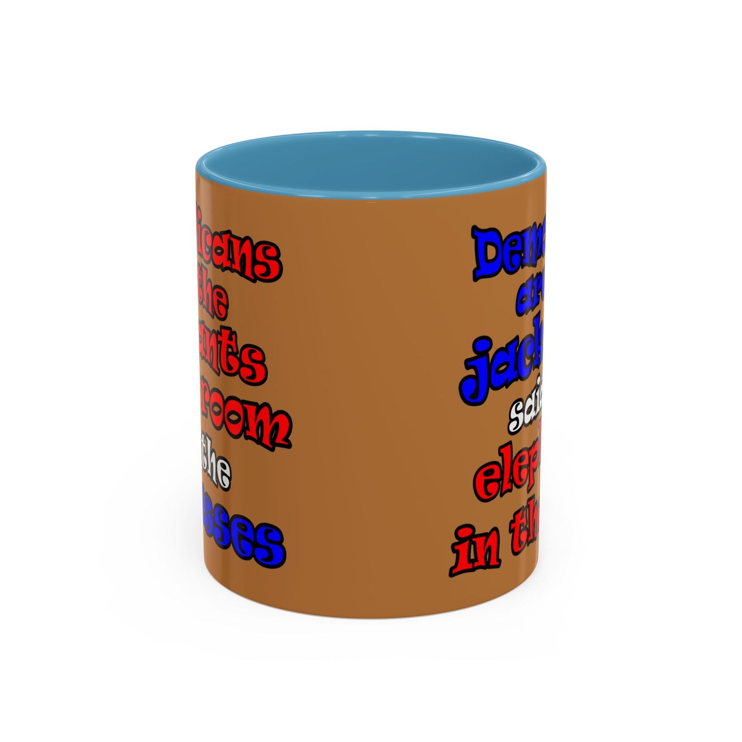 donkeys and elephants - Accent Mug (light brown)