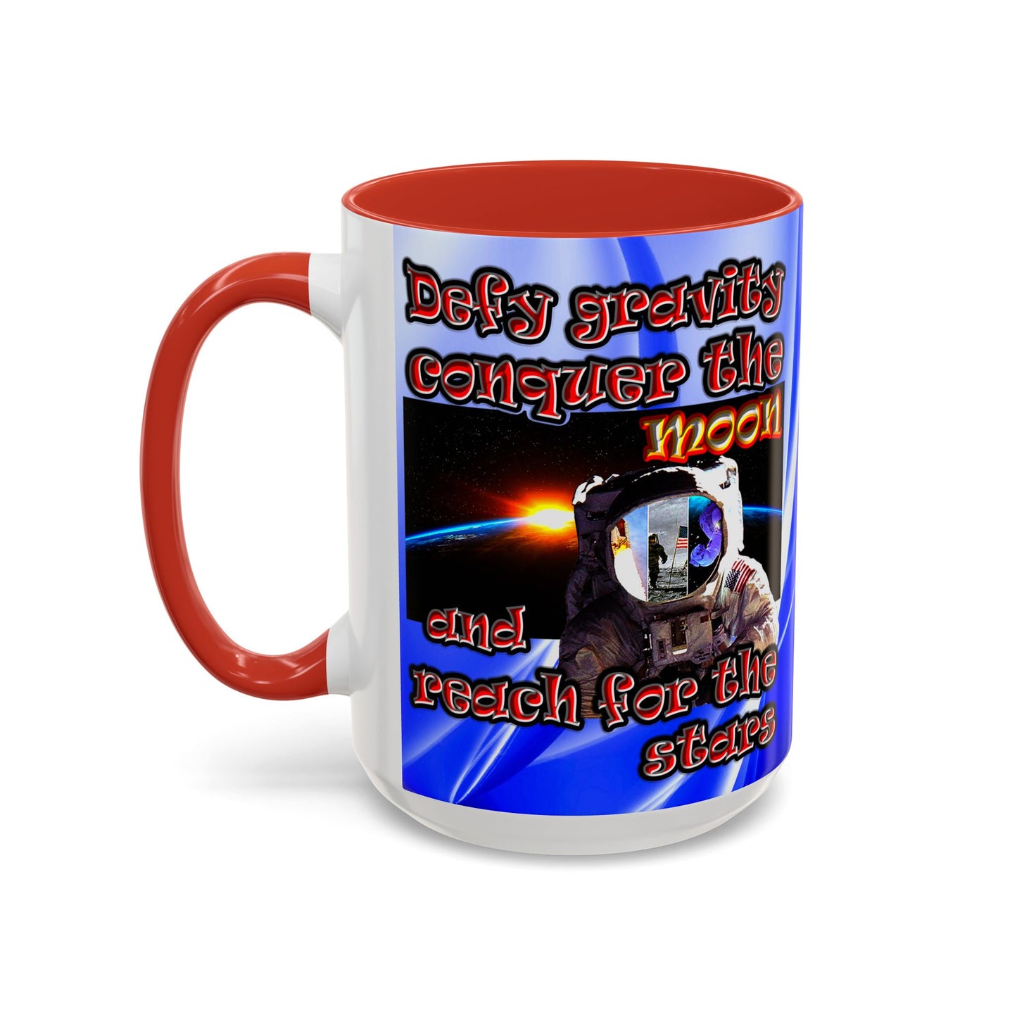 defy conquer reach - Accent Mug (blue-white wave)