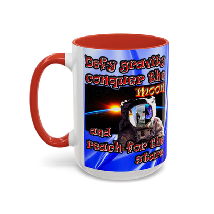 defy conquer reach - Accent Mug (blue-white wave)