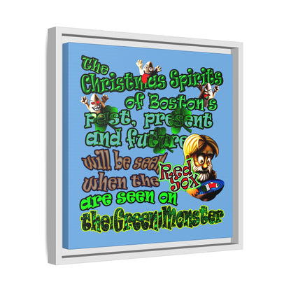 christmas spirits of boston - framed canvas art (light blue)