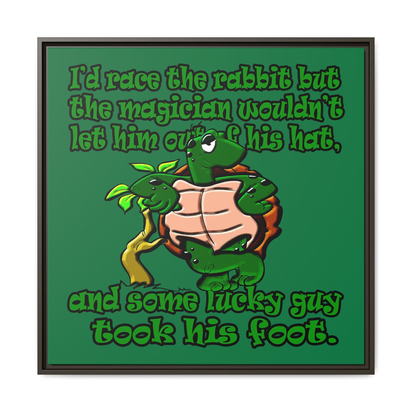 turtle race - framed canvas art (dark green)
