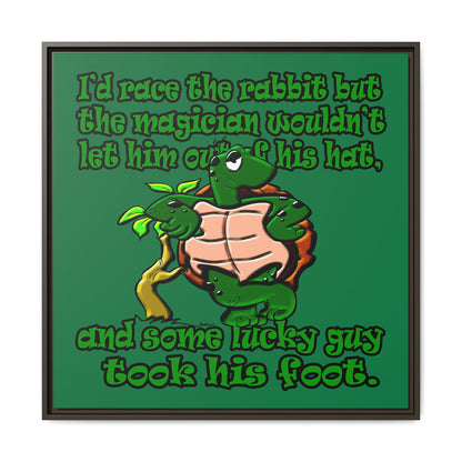 turtle race - framed canvas art (dark green)