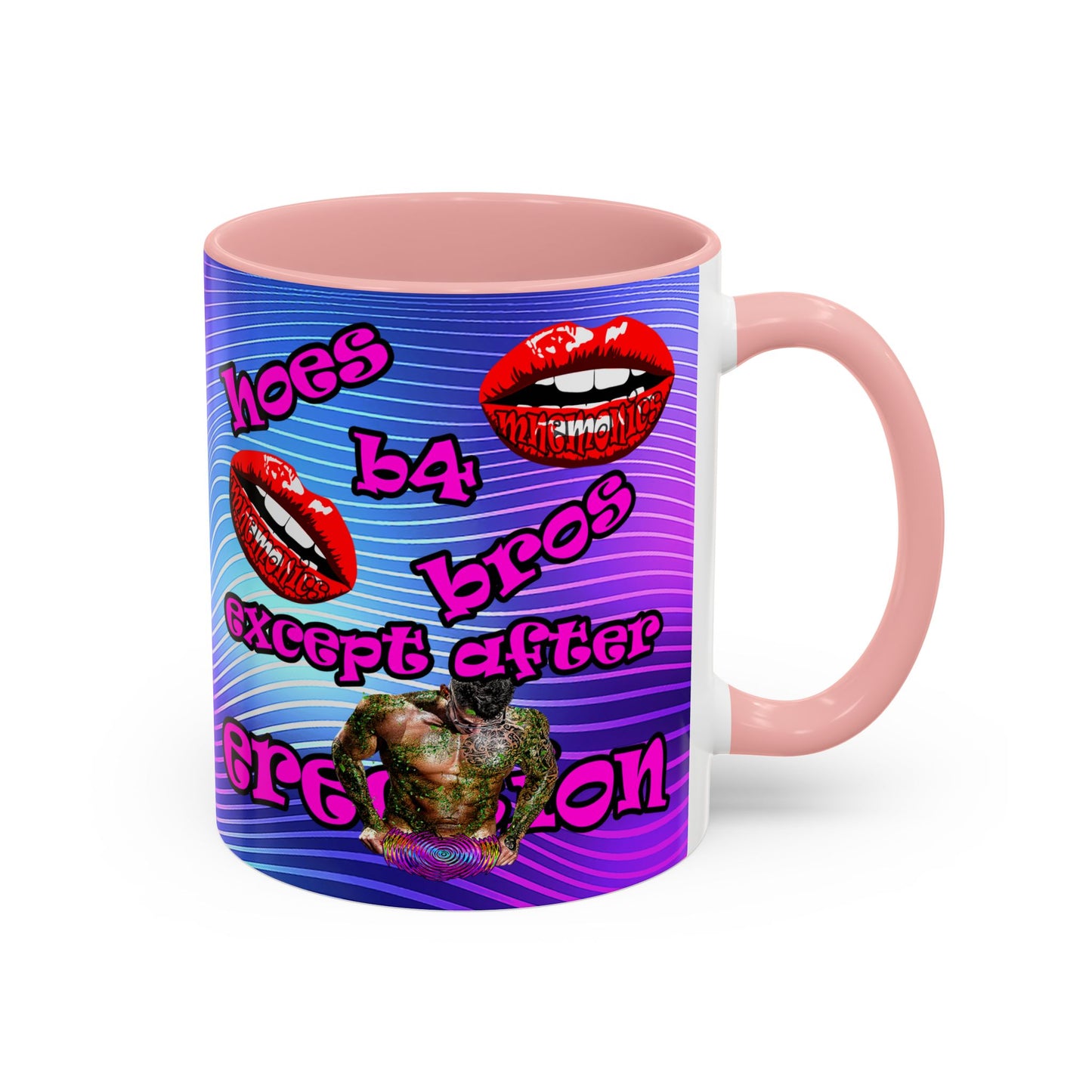 hoes b4 bros - Accent Mug (purple wave)
