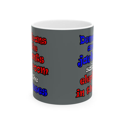 donkeys and elephants - White Mug (dark grey)
