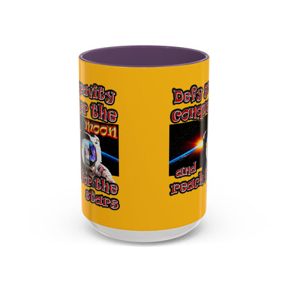defy conquer reach - Accent Mug (yellow)
