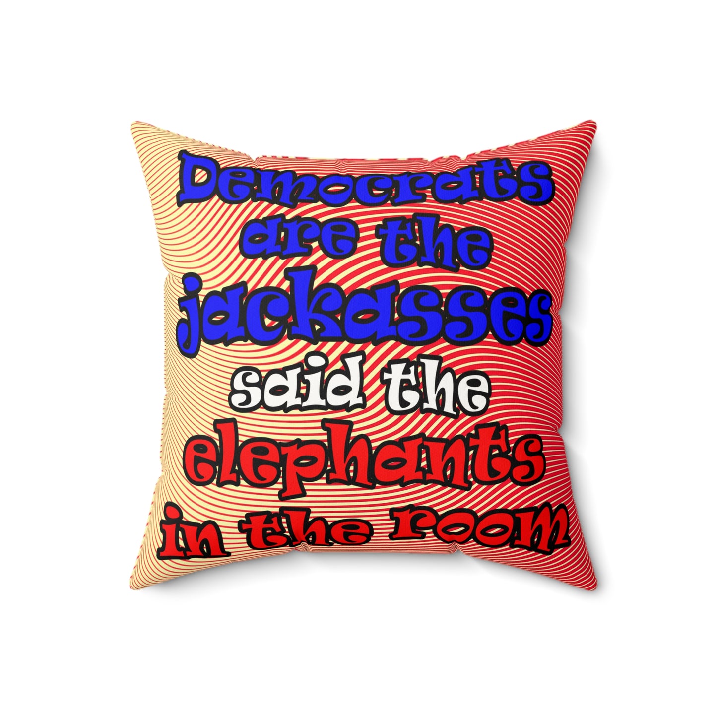donkeys and elephants - Faux Suede Square Pillow - (yellow-orange wave)