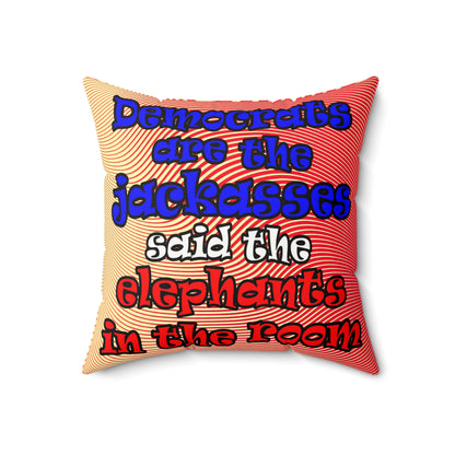 donkeys and elephants - Faux Suede Square Pillow - (yellow-orange wave)