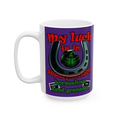 my luck - White Mug (purple)