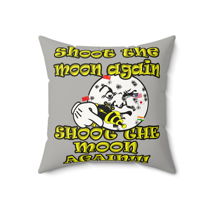 shoot the moon again - Faux Suede Square Pillow - (light grey)