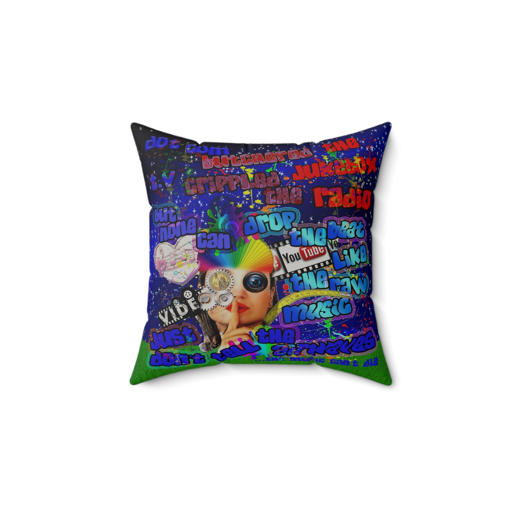 drop the beat - Faux Suede Square Pillow - ('snoops' background)
