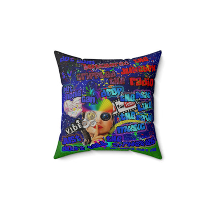 drop the beat - Faux Suede Square Pillow - ('snoops' background)