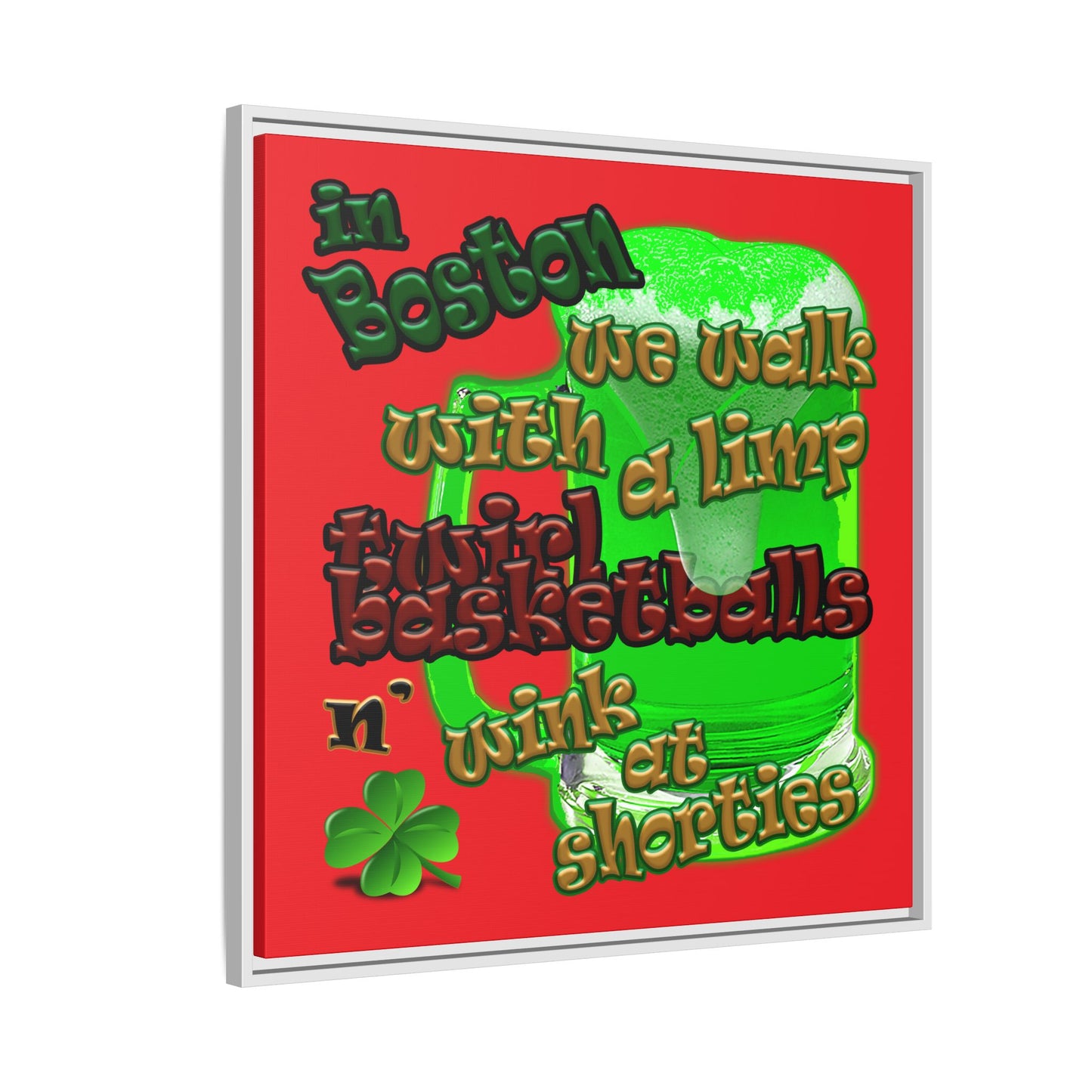 celtics logo - framed canvas art (red)