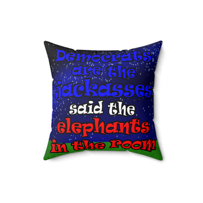 donkeys and elephants - Spun Polyester Square Pillow - ('snoops' background)