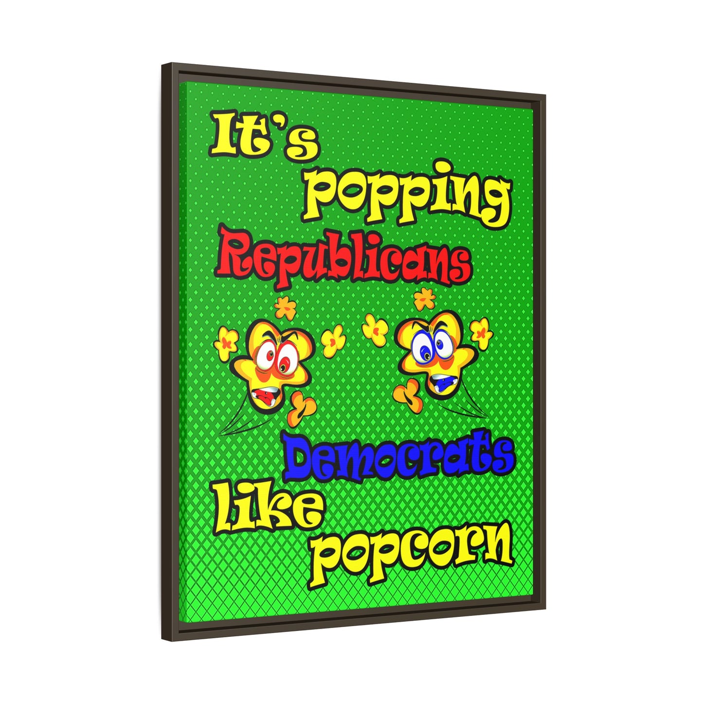 popping like popcorn - framed canvas art (logo green)