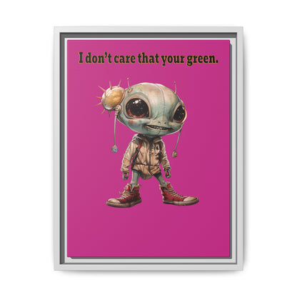 I don't care that your green - framed canvas art (pink)