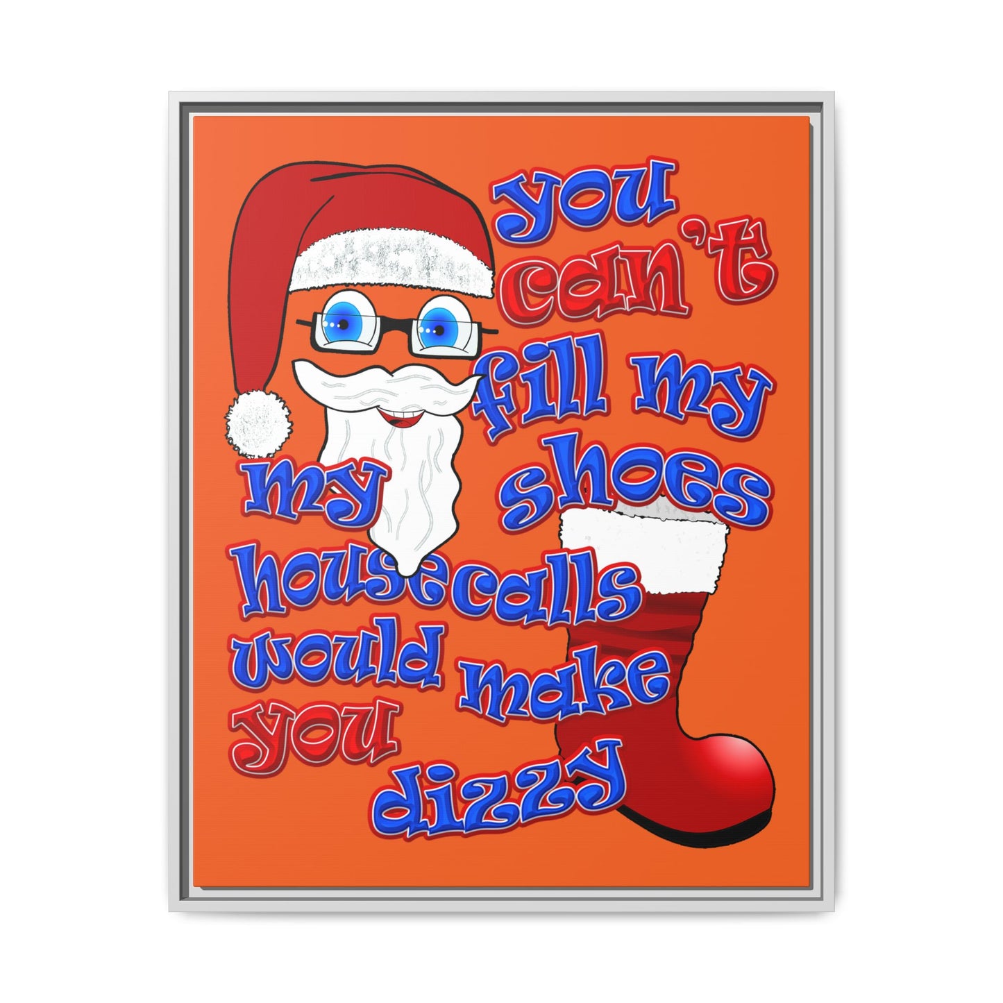 santa's shoes - framed canvas art (orange)