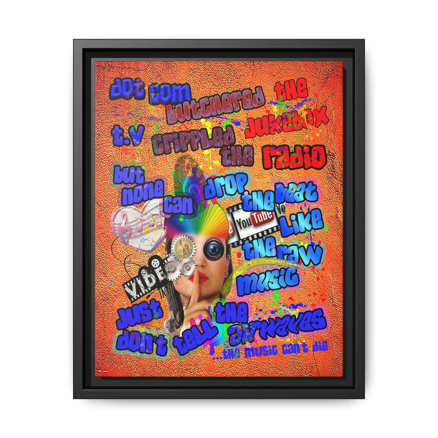 drop the beat - framed canvas art (burnt orange)
