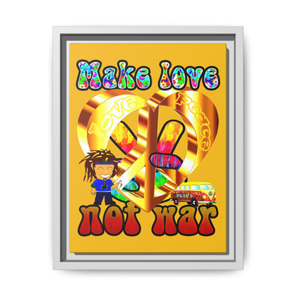 love peace - framed canvas art (yellow)