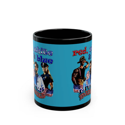 rw&b lives matter - Black Mug (turquoise)