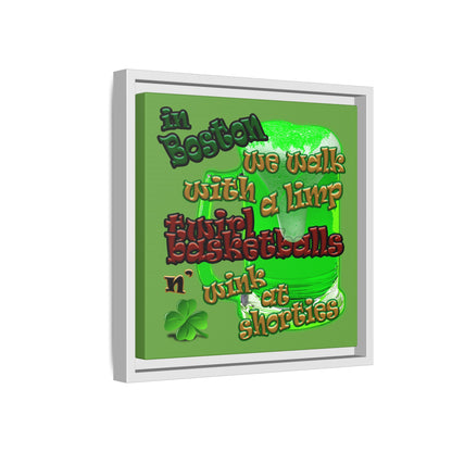 celtics logo - framed canvas art (green)