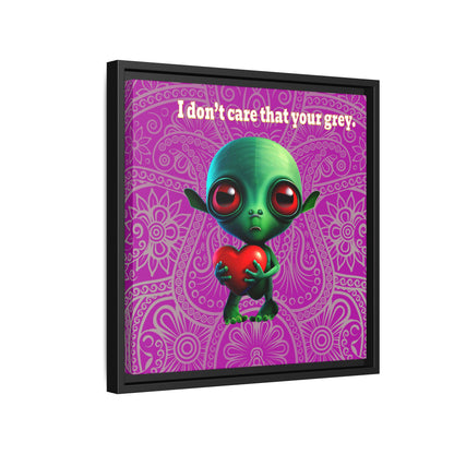 I don't care that your grey - framed canvas art (pink swirl)