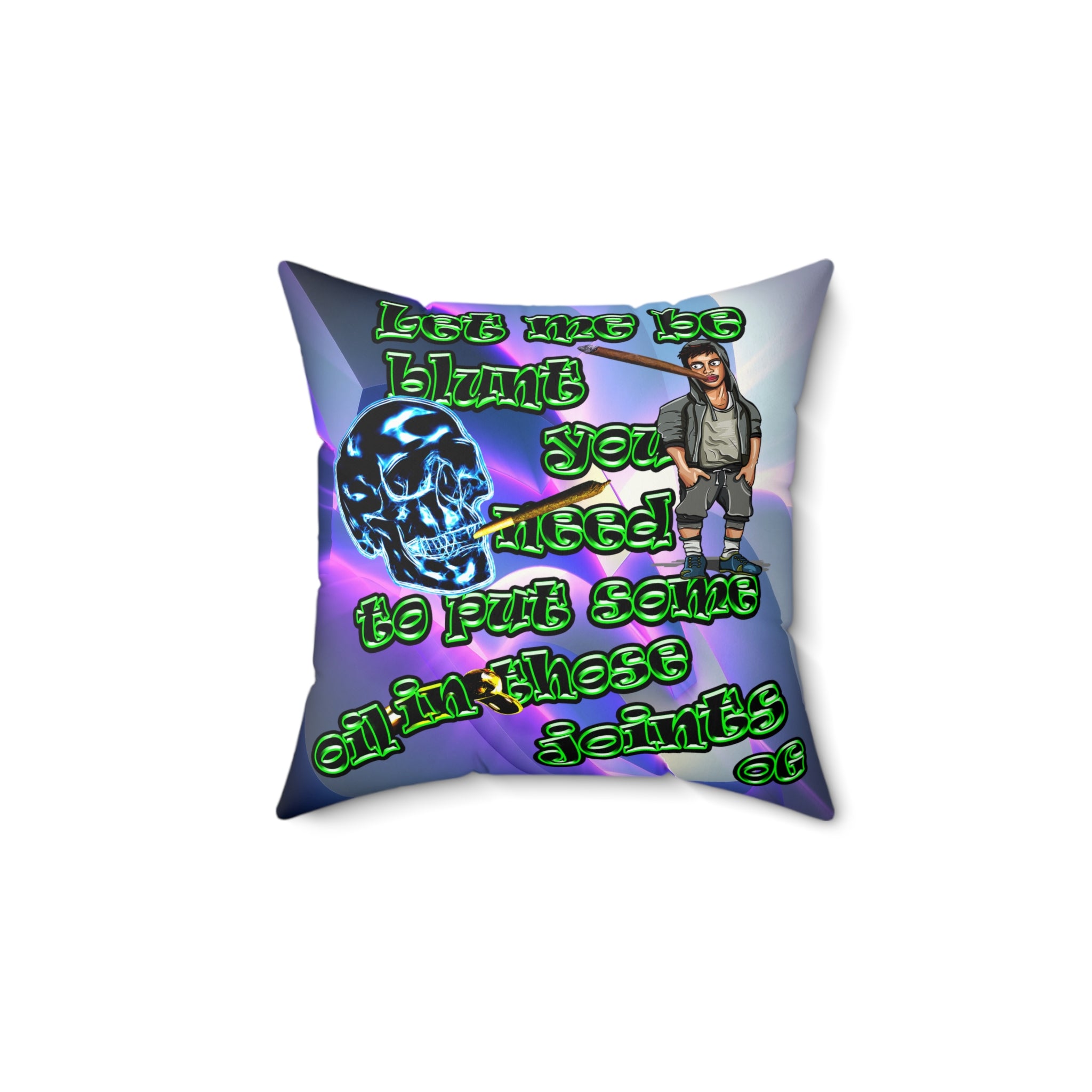 og - Spun Polyester Square Pillow - (grey-pink wave)