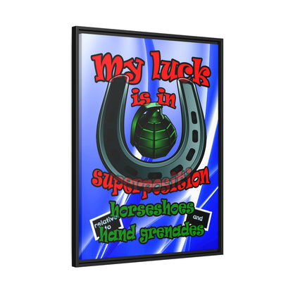 my luck - framed canvas art (blue-white wave)