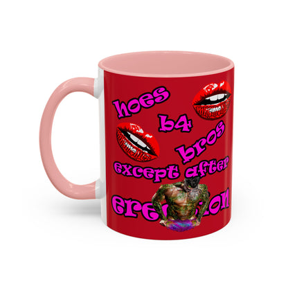hoes b4 bros - Accent Mug (dark red)