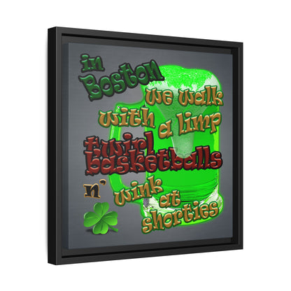 celtics logo - framed canvas art (grey-light grey)