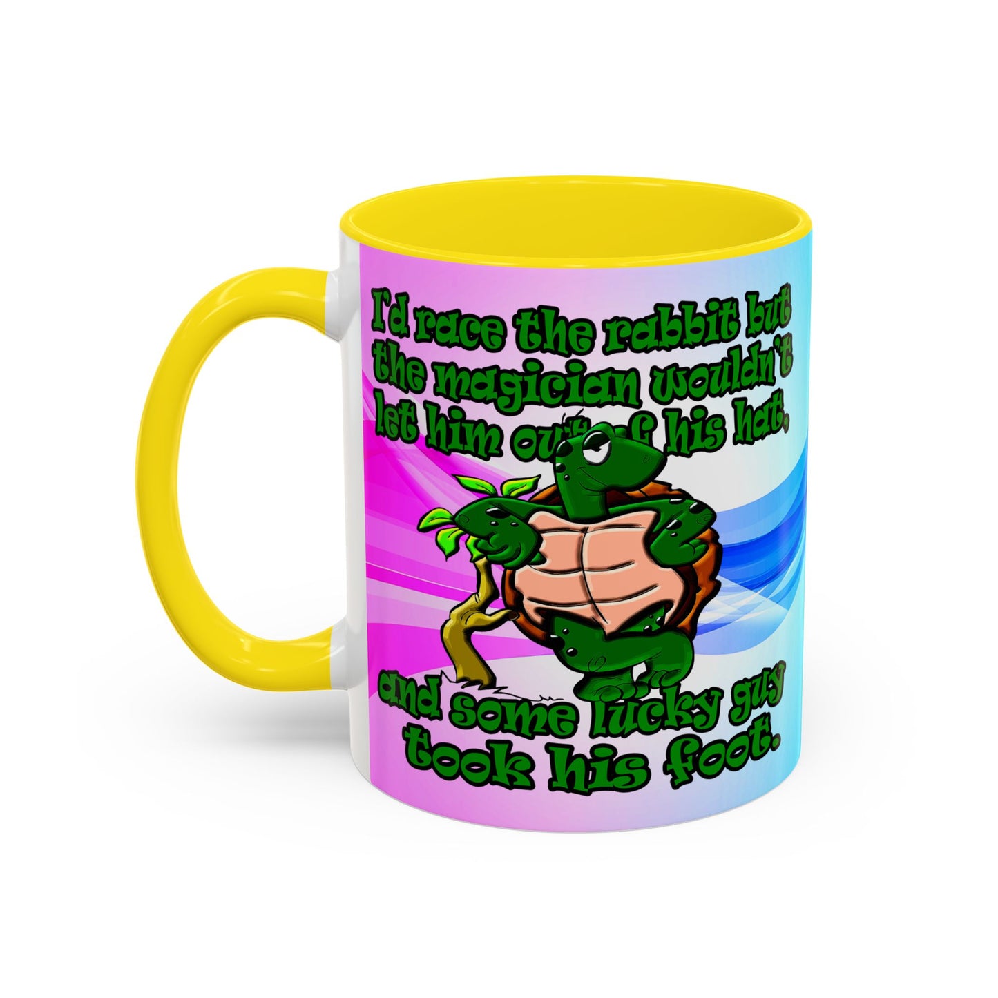 turtle race - Accent Mug (light blue-pink wave)
