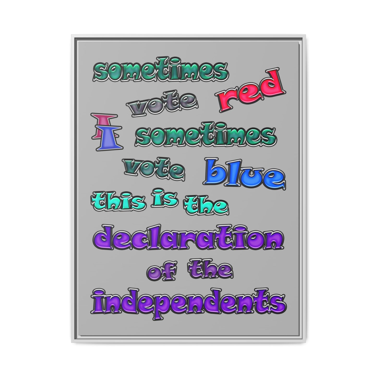 declaration of the independents - framed canvas art (light grey)