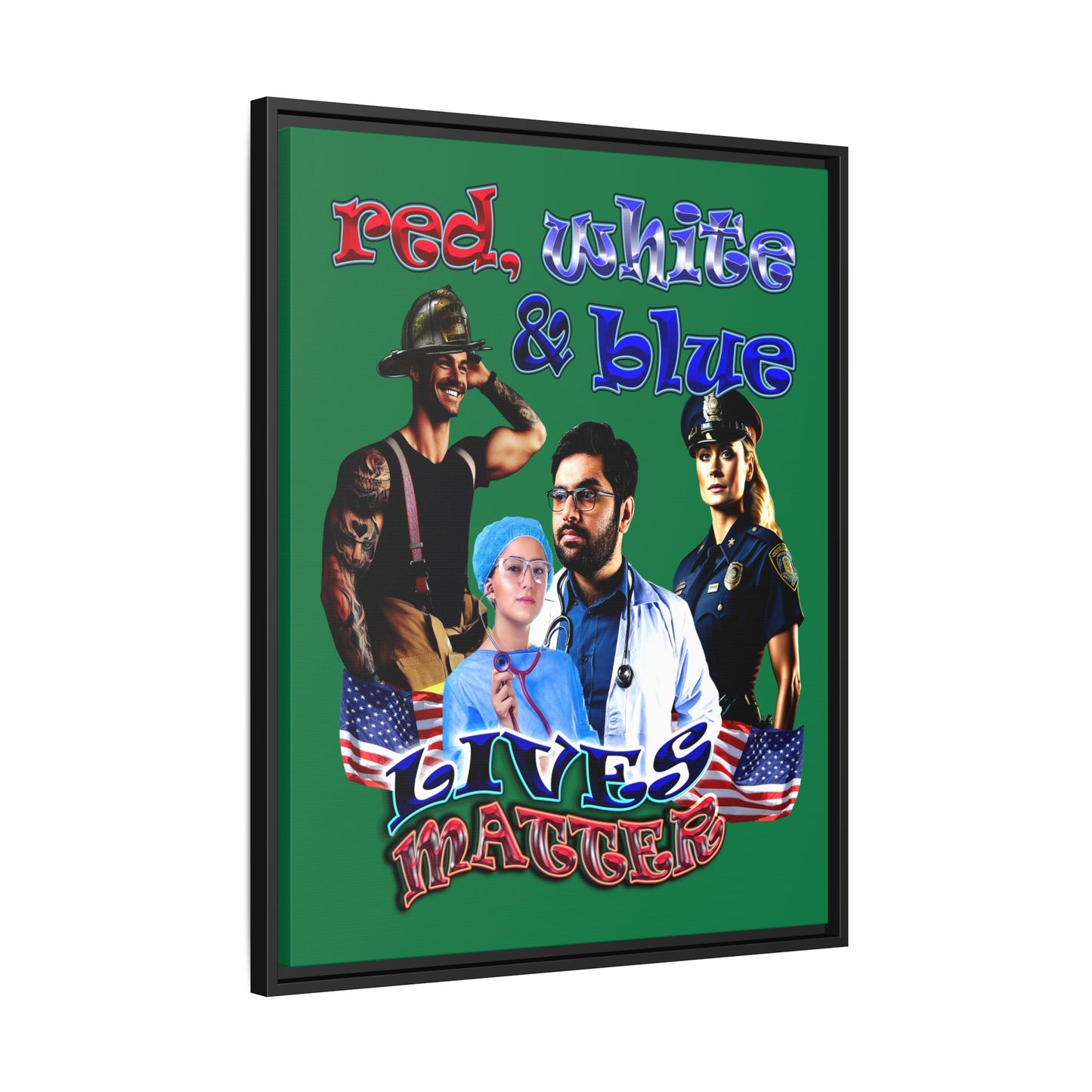 rw&b lives matter - framed canvas art (dark green)