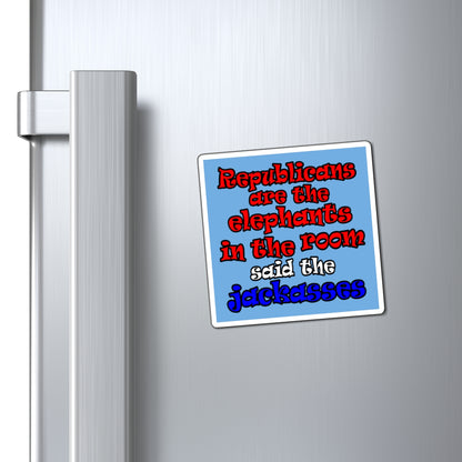 donkeys and elephants - Magnets - (light blue)