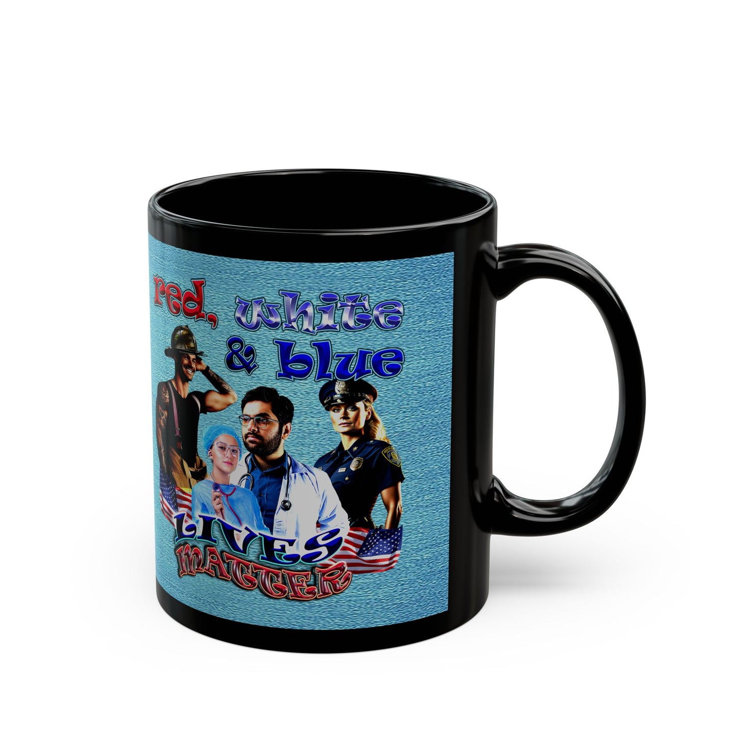 rw&b lives matter - Black Mug (faded blue)