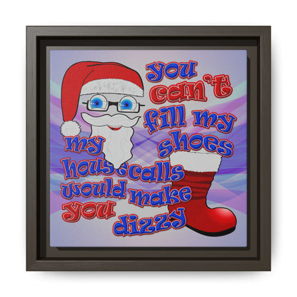 santa's shoes - framed canvas art (light blue-pink wave)