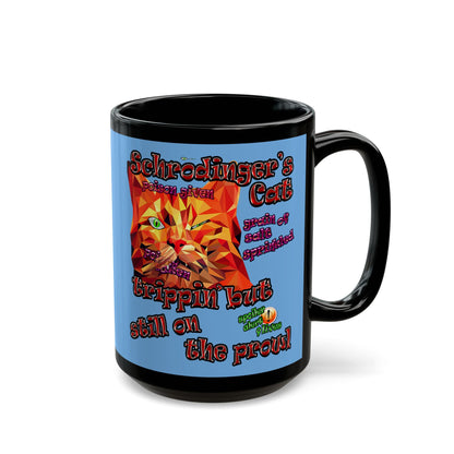 schrodinger's cat - Black Mug (light blue)