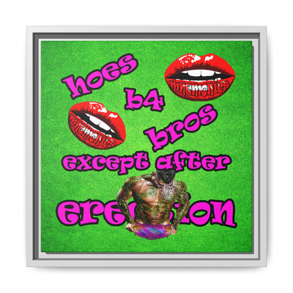 hoes b4 bros - framed canvas art (green turf)