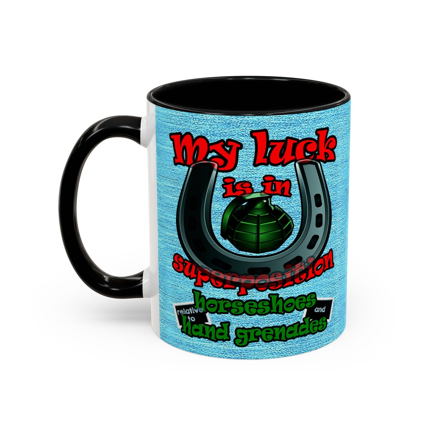 my luck - Accent Mug (faded dark blue)