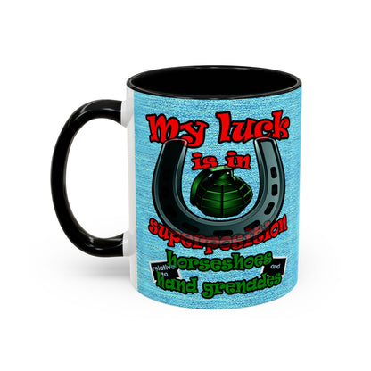 my luck - Accent Mug (faded dark blue)