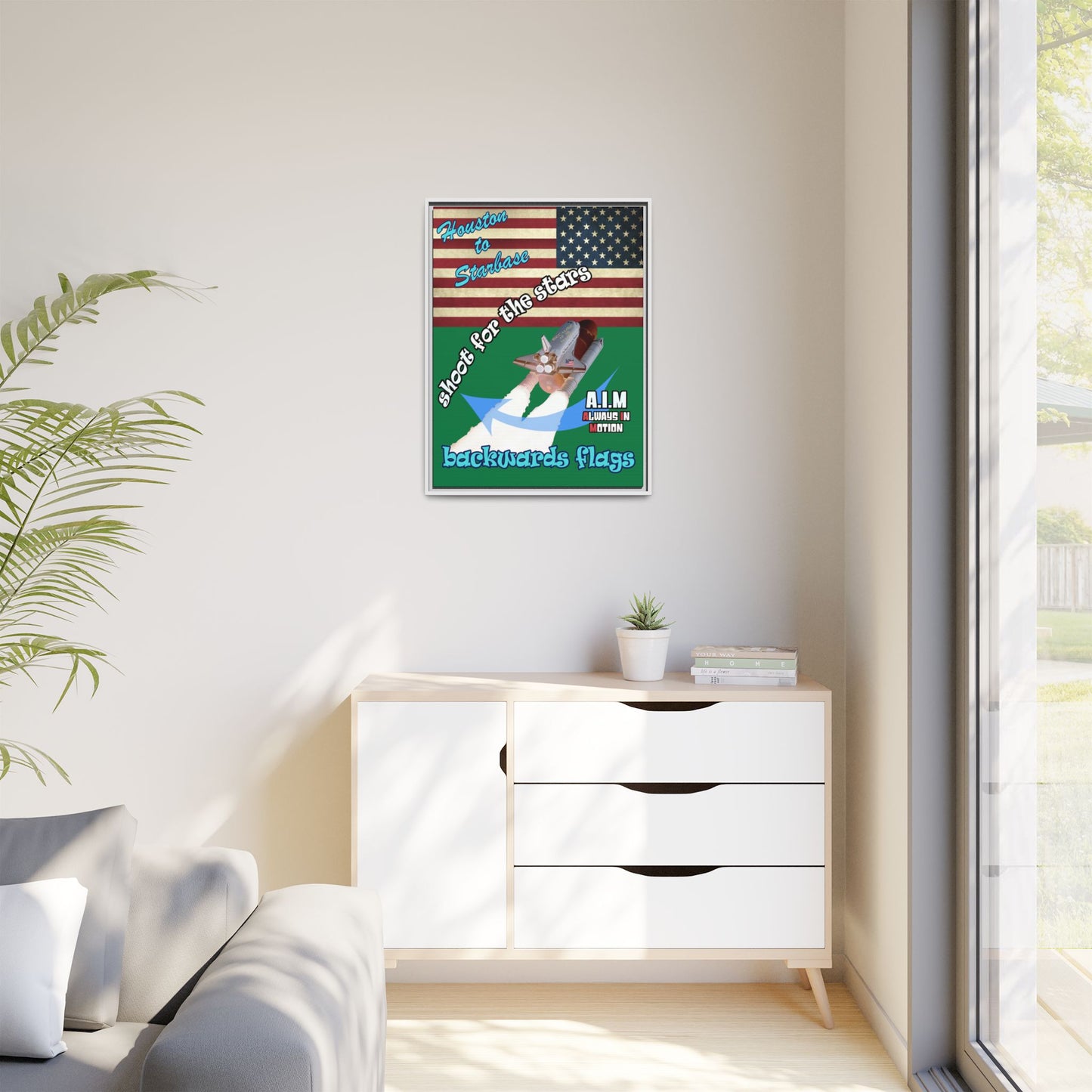 shoot for the stars - framed canvas art (dark green)