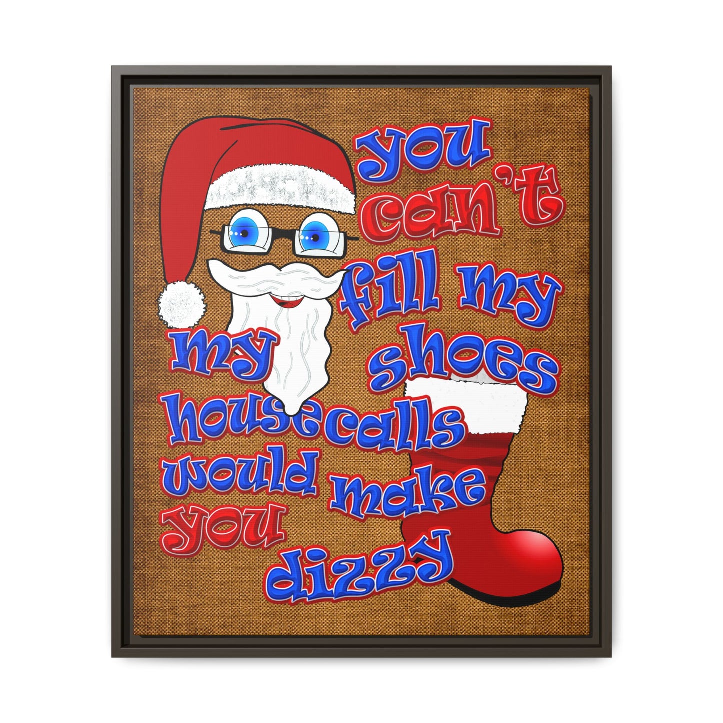 santa's shoes - framed canvas art (brown papyrus)