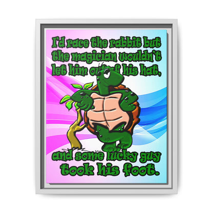turtle race - framed canvas art (light blue-pink wave)