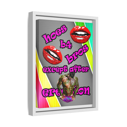 hoes b4 bros - framed canvas art (rainbow split)