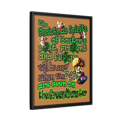 christmas spirits of boston - framed canvas art (light brown)