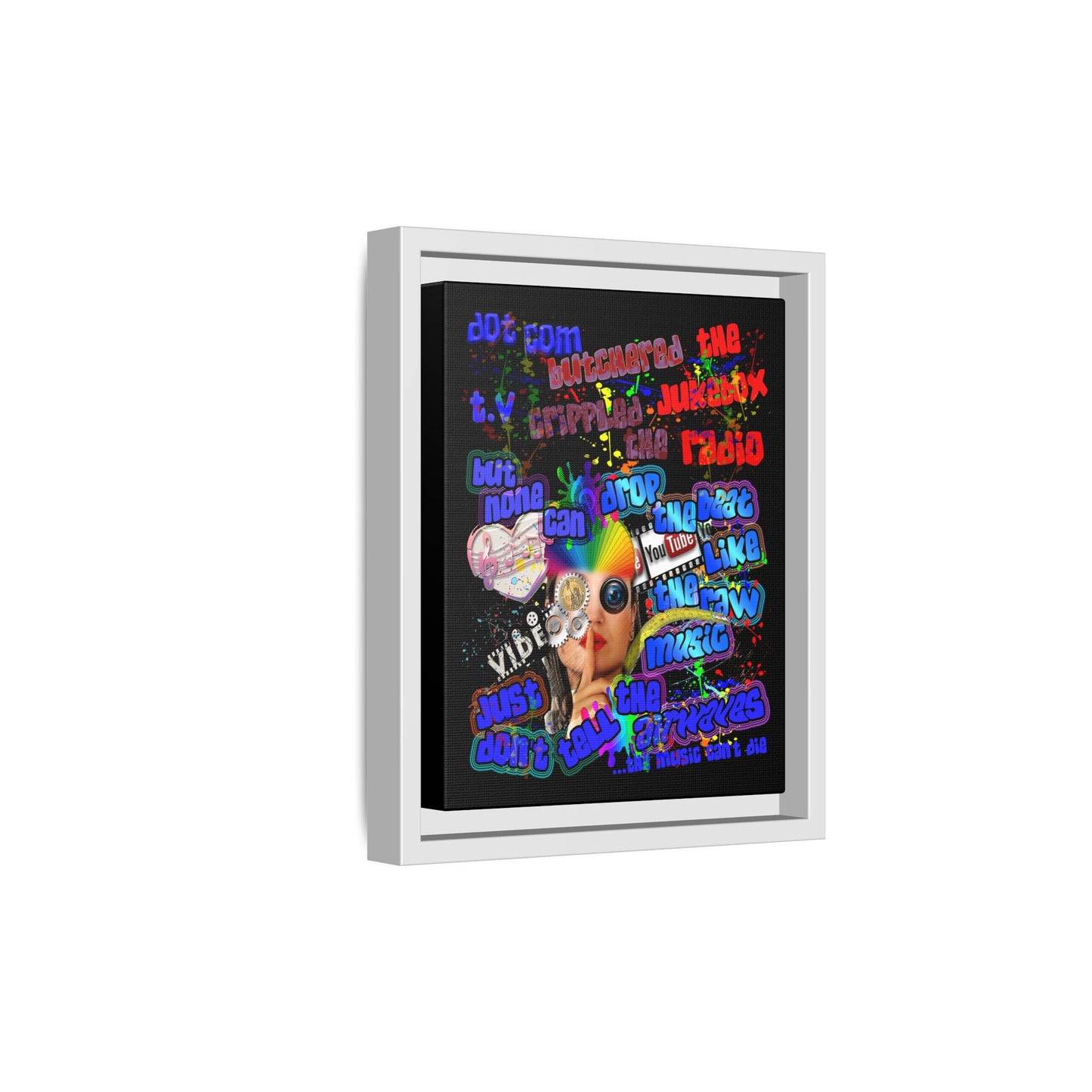 drop the beat - framed canvas art (black)