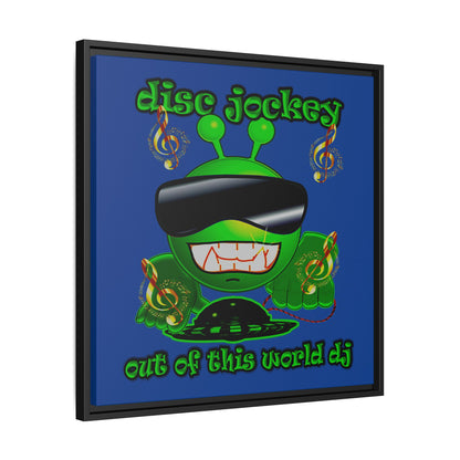disc jockey - framed canvas art (dark blue)